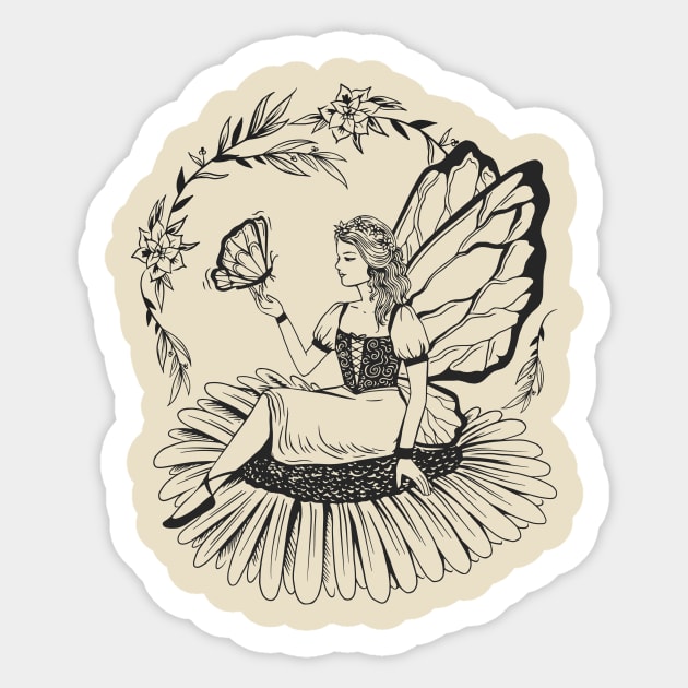 Fairycore Fantasy Fairy Dark Art Nouveau Sticker by Anonic